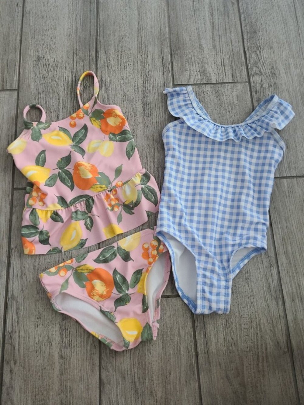 Carter's Oshkosh Toddler Girl Swimsuits pink Lemon 2-Piece & Blue One-Piece 2T